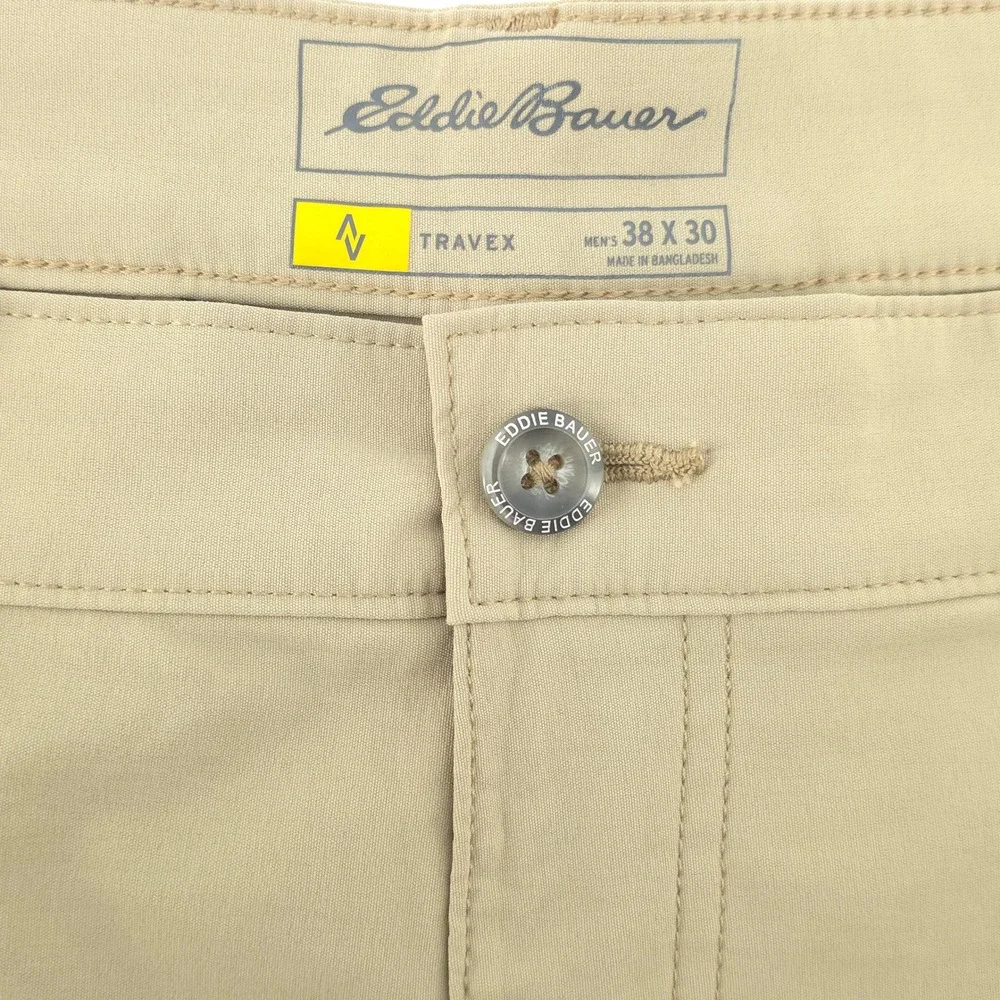 Eddie Bauer Mens Pants Travex 38x30‎ Tan Khaki Stretch Hiking Outdoor Travel